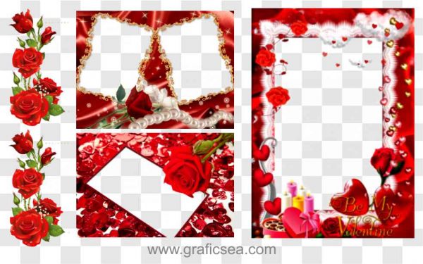 Valentines Red Love Flower Photo Frames Png Images Pack Free Graficsea