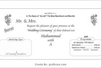 Wedding Invitation Card, English Shadi Card CDR Template Free
