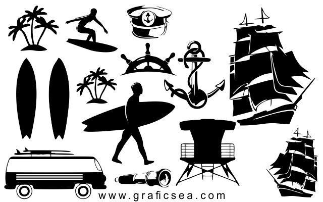 Coast Beach, Surfer, Captain, Pirate Ship