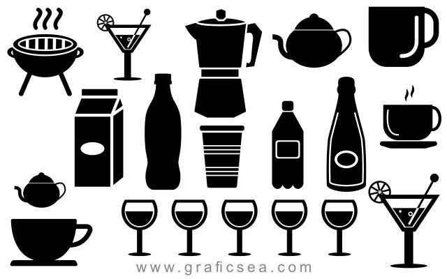 Food, Beverages and Drinks Icons Set