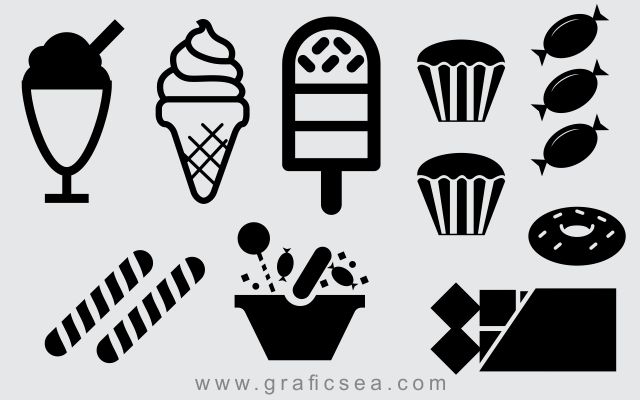 Food Items, Ice Cream, Chocolate Line Art