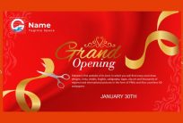 Grand Opening Design Template with Golden Ribbon