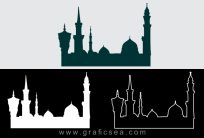 Masjid e Nabvi PBUH Silhouette, line Art