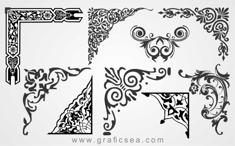 Collection of Vector Floral Pattern Corner