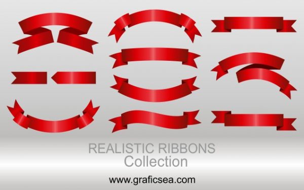 Red Ribbons, Realistic Ribbons Set Free | Graficsea