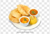 Famous Breakfast Food Halwa Puri Plate Png Image Free Download