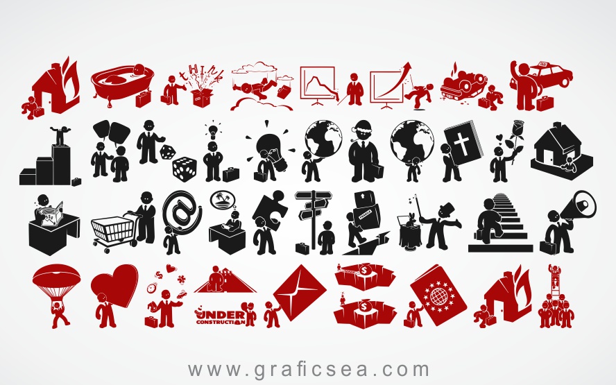 Business icons vector silhouette Art