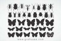 Earth Insects Solid silhouette vector Clipart pack free download