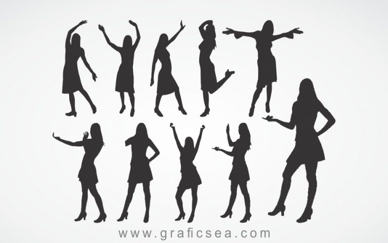 Girls photo style silhouette vector Clipart