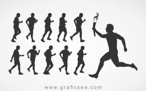 Man Running Olympic Torch Silhouette Vectors