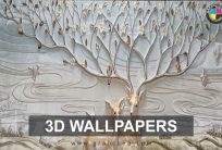 3D Embossed Golden Deer Wall Decoration Murals