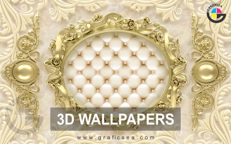 Gold Frame Bed Back Side or Tv Room Wall Murals