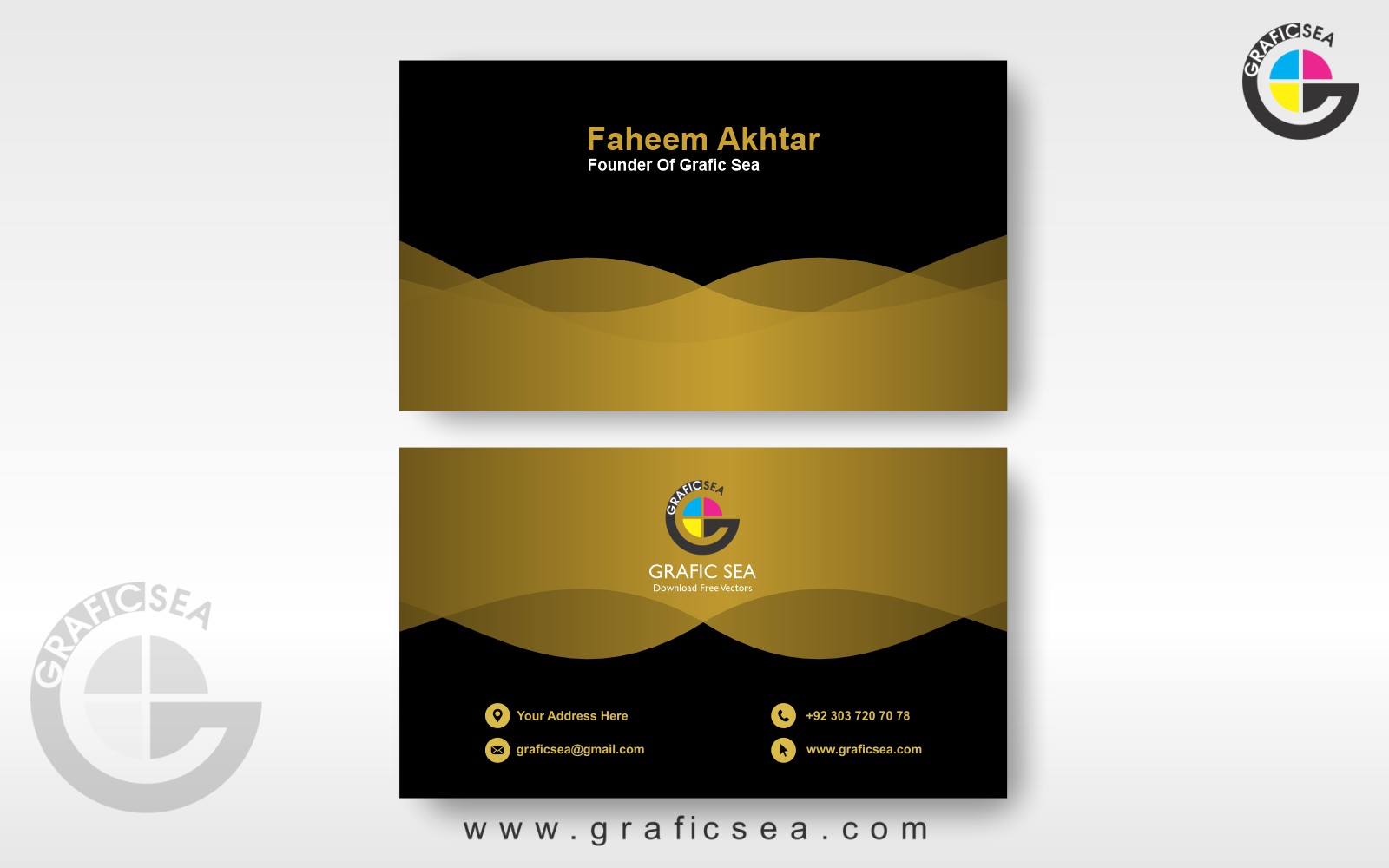 Golden Stylish Business Visiting Card Template