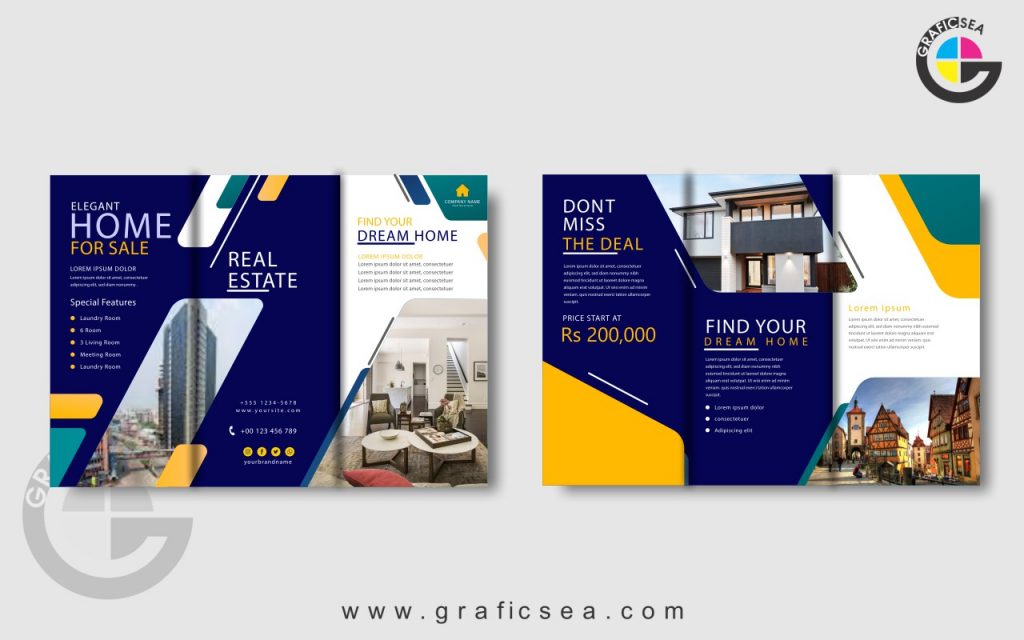 3 Color Corporate Shape Trifold Brochure CDR File Free Download | Graficsea