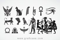 old egyptian icons, symbol, tattoo Sticker silhouette