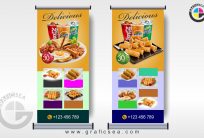 Fast Food Point Roll up Standee CDR Vector Free