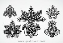 Indian Rangoli Traditional Pattern design silhouette Vectors Art free