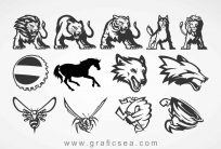 Wild Animal Lion and Bee Vector Drawing clipart pack free Download