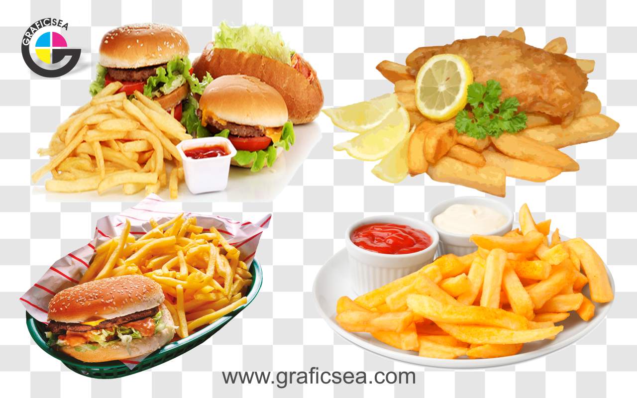 Burgers Souces and French Fries PNG Images