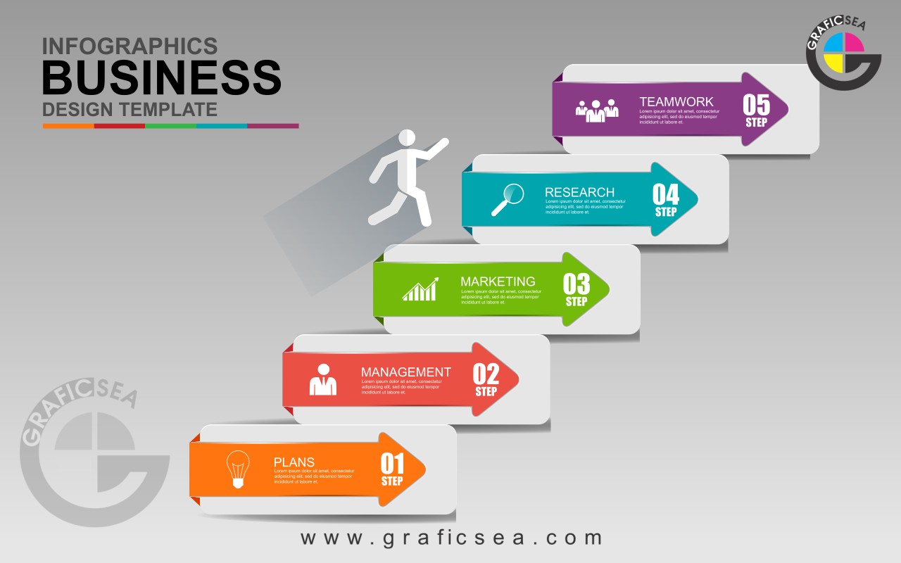 5 Steps Business Infographics Design Template
