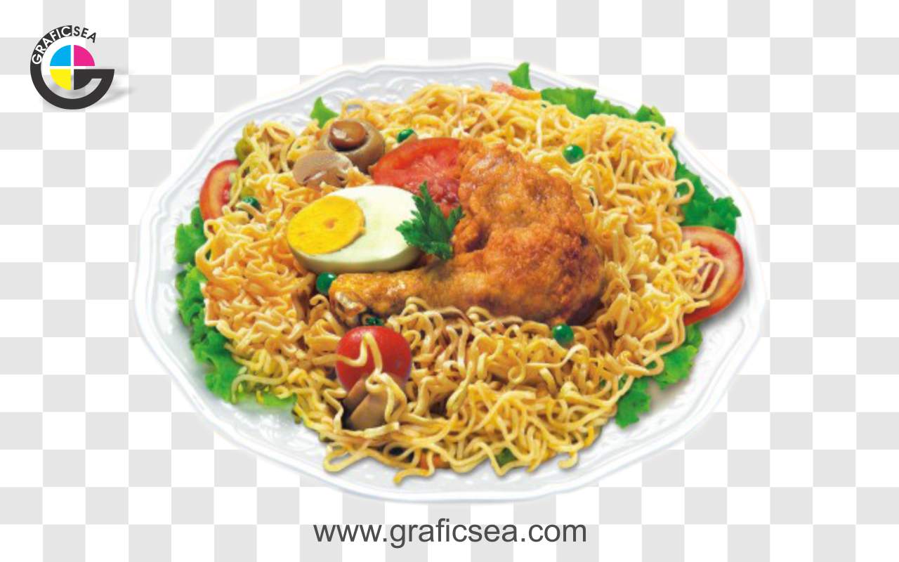 Chicken Tikka Noodles Plate PNG Image