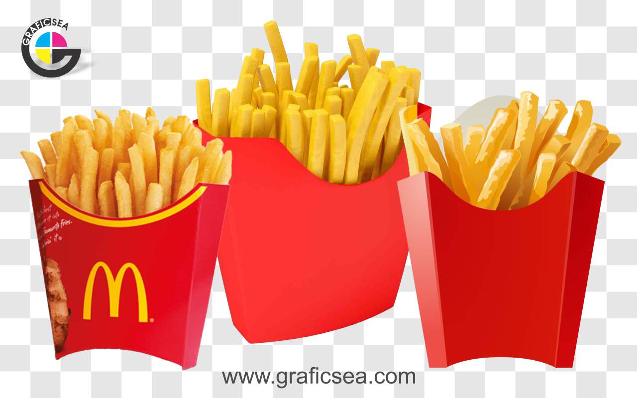 French Fried Fries Box Pack PNG Images