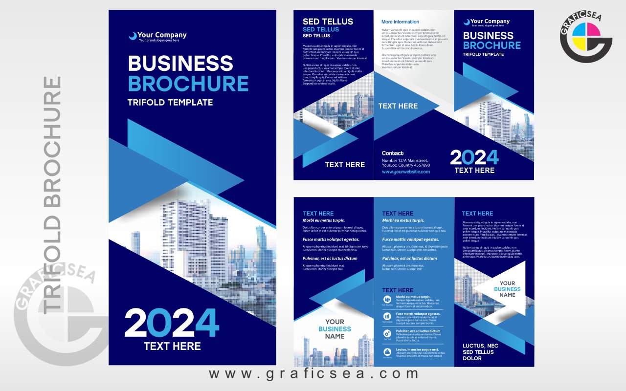 Creative Blue Trifold Brochure CDR Design