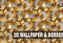 3D Gold Texture Stylish Ribbons Wallpaper