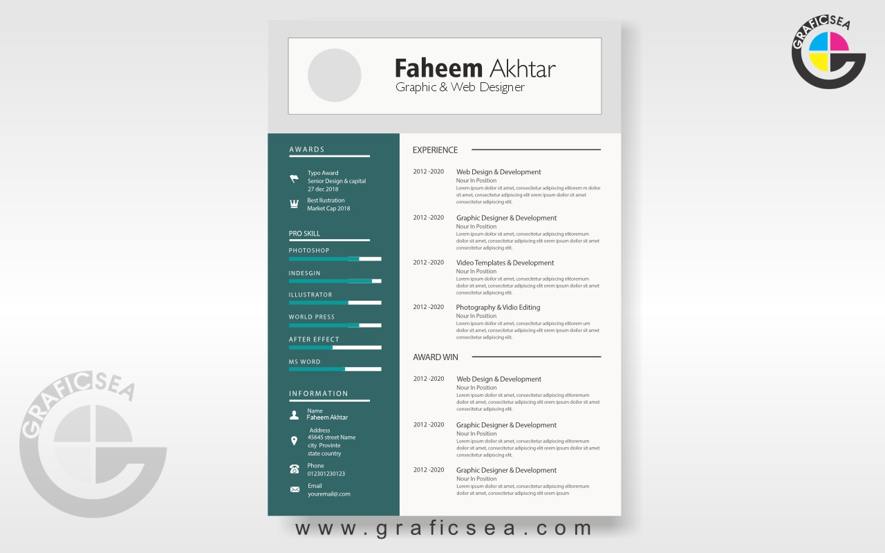 Modern Creative Resume CV Template Vector Design Free | Graficsea