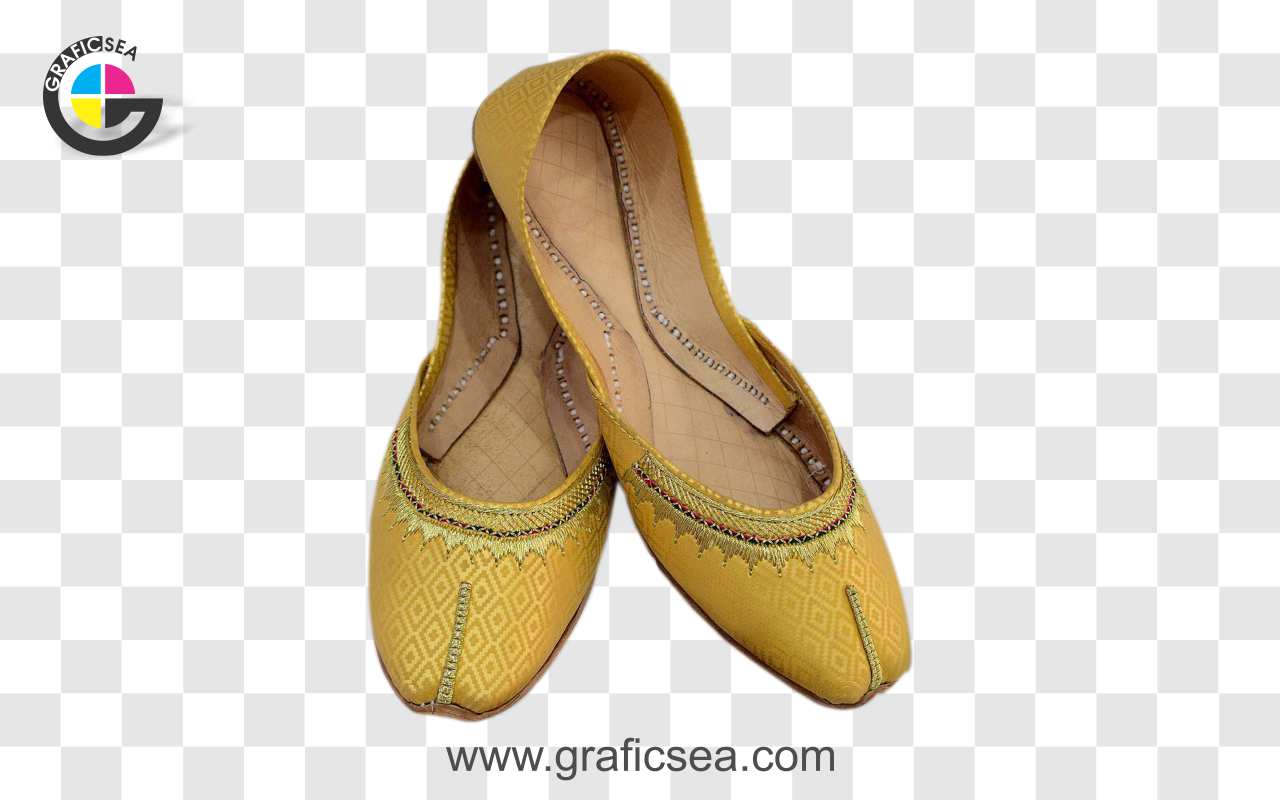 Girls Khussa Yellow Color with Tilla PNG Image