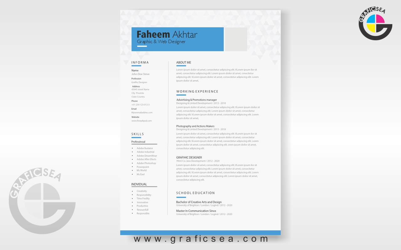 Informative Personal Resume or CV CDR File