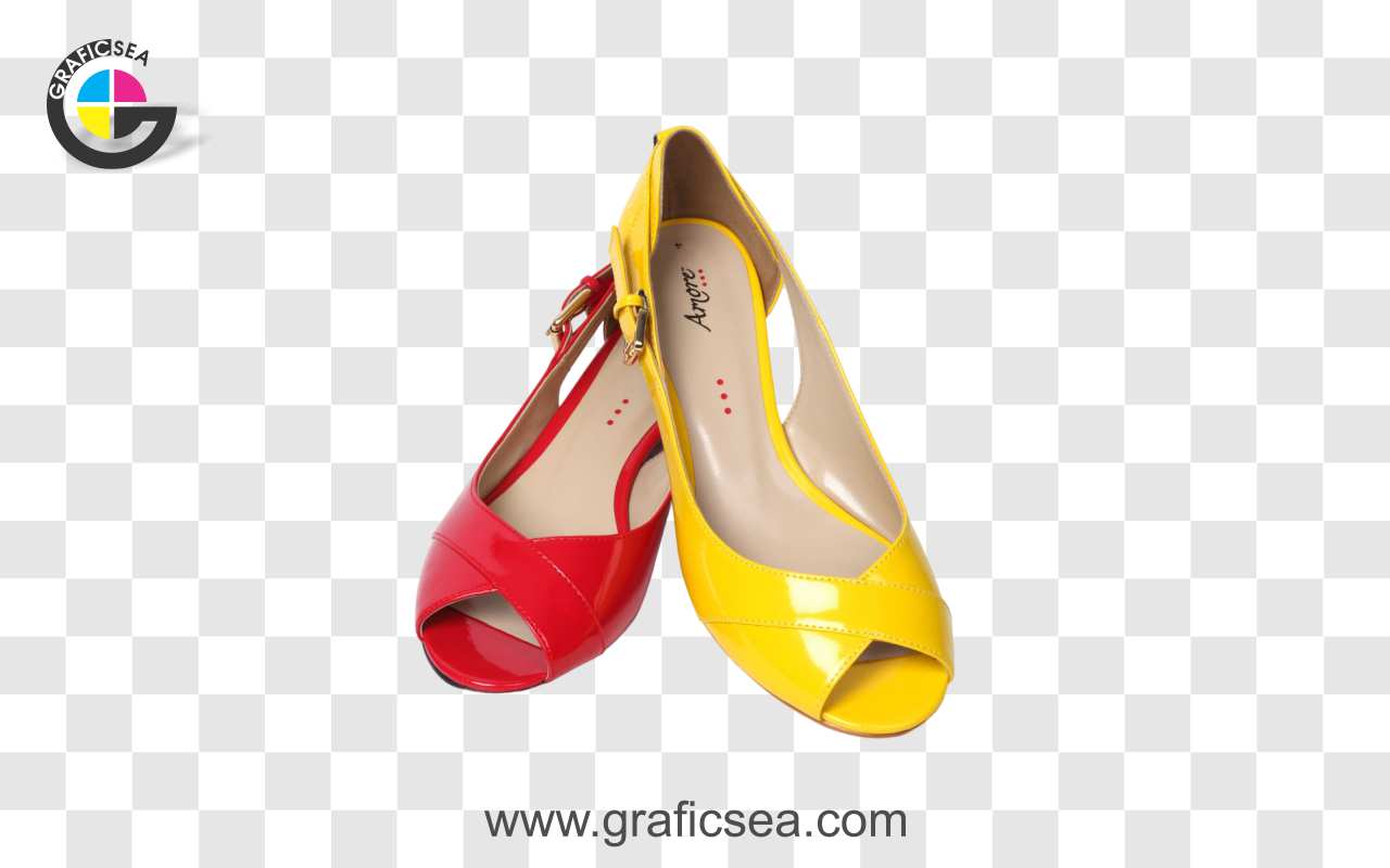 Red and Yellow Ladies Open Shoes PNG Image