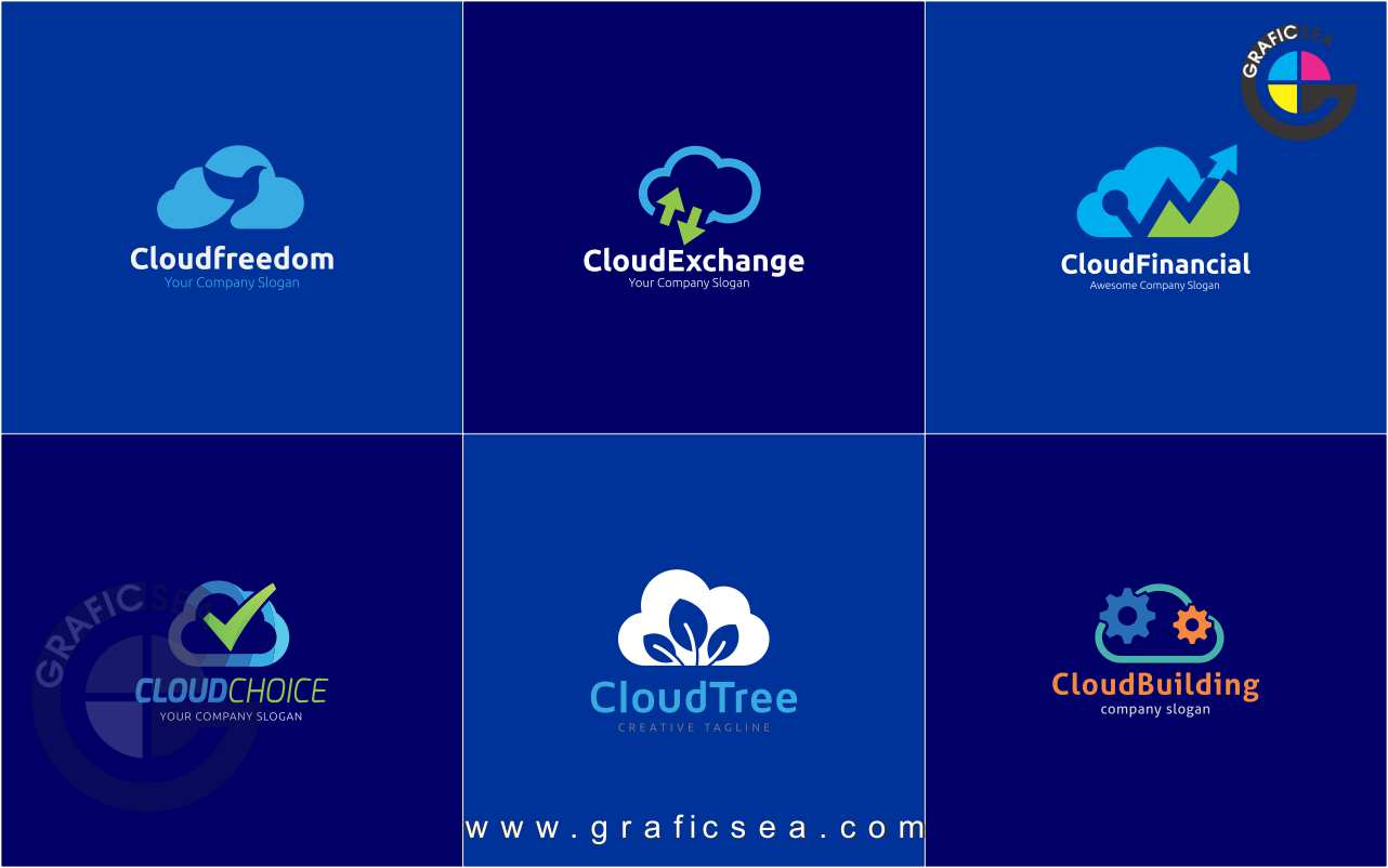 6 Blue Internet Cloud Storage Company Logo Ideas CDR File