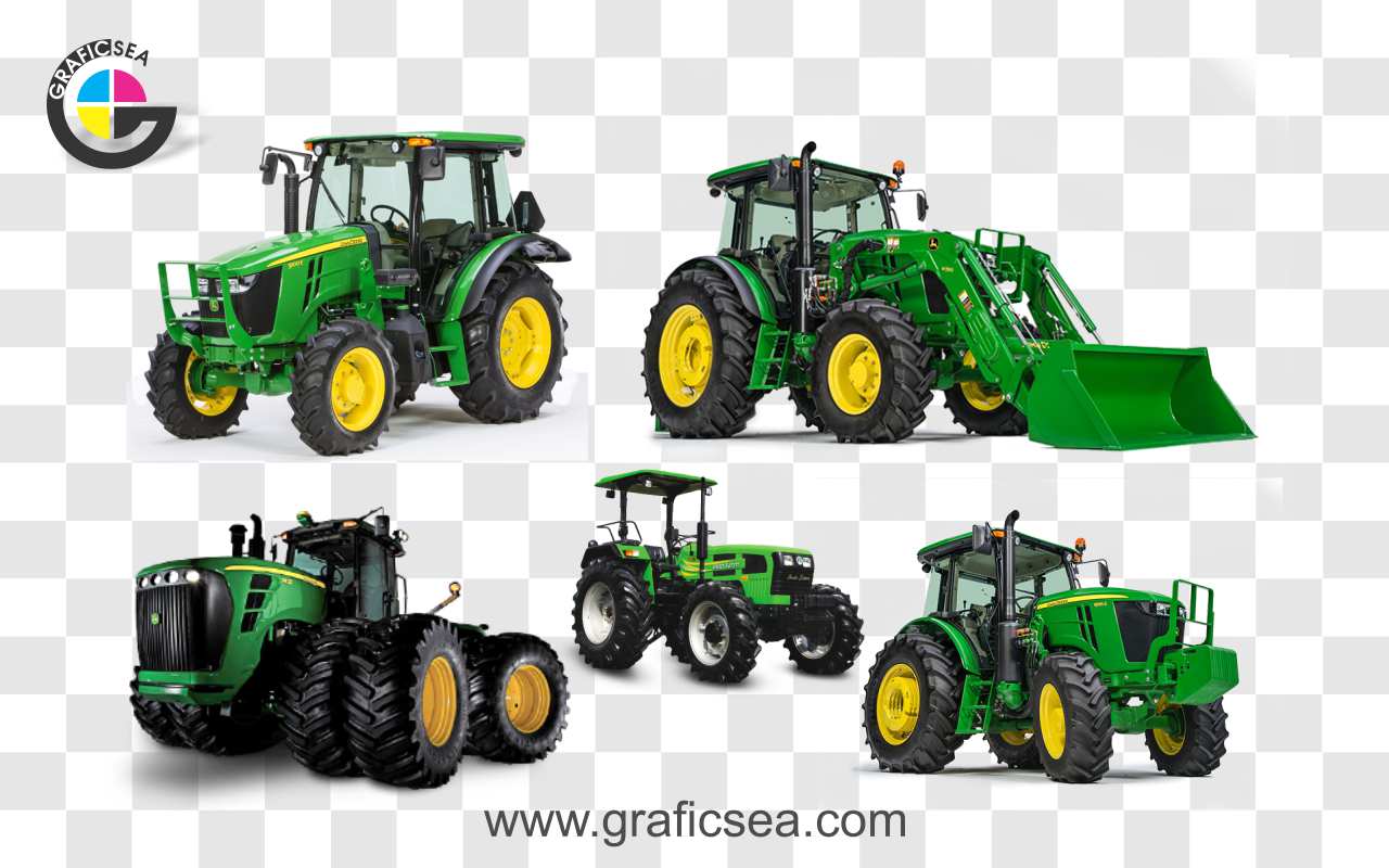Agricultrue Green Farm Working Tracktors PNG Images