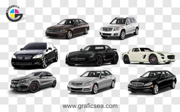 Black White Silver and Gray Luxury Cars PNG Image