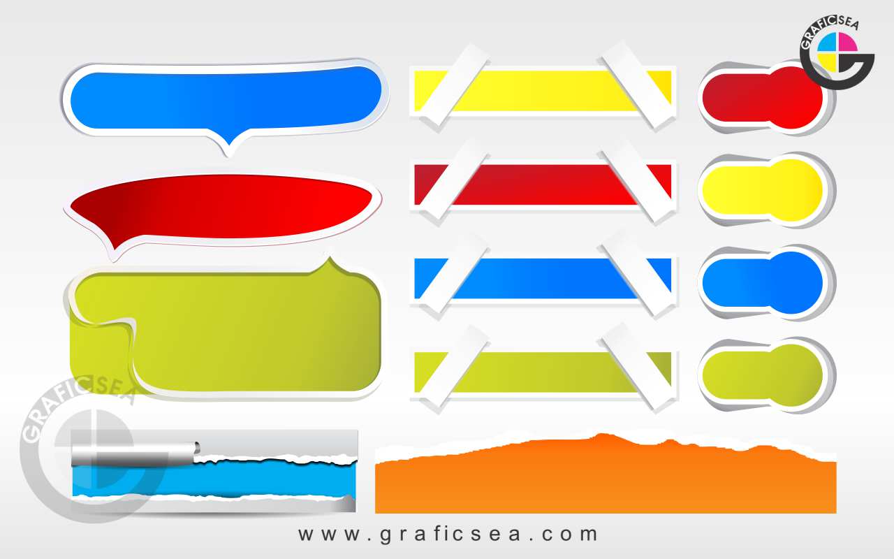 Colored Ribbons Poster Tag Labels CDR File