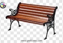 Garden Wood and Steel Bench PNG Image