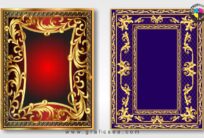 Red and Blue Golden Floral Art Frame CDR File
