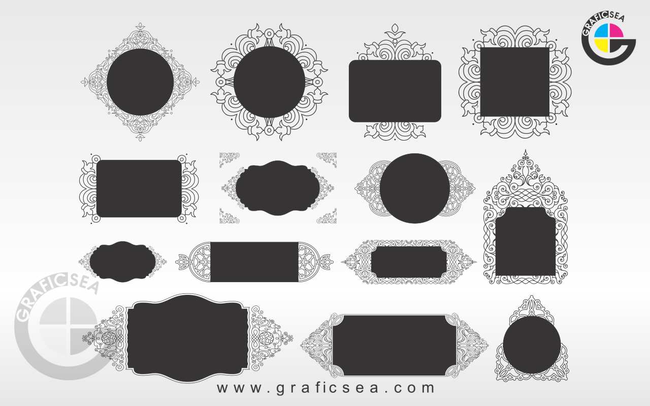 Black Floral Creative Photo Frames CDR Vector Pack Free Download ...