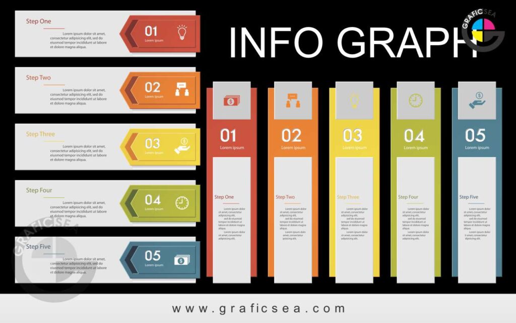 2 Style Colorful Infographics With Icons CDR Vector Free Download ...