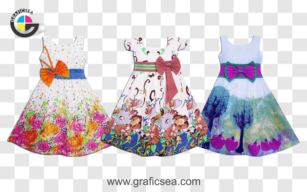 Colorful Flower Printed Girl Frock PNG Images