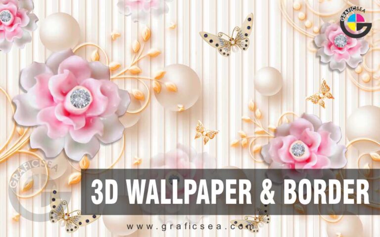 Orange Gold Pink Flower and Diamond Bedroom Wall