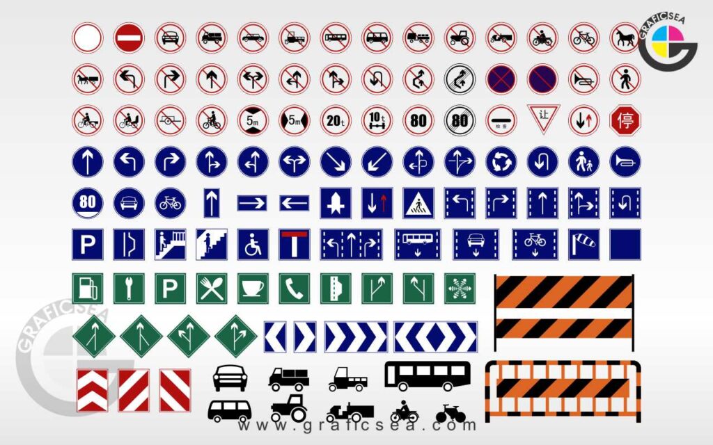 Info Strada Sign Road Signs Info For Safety With Icons CDR Vectors Pack Free Download ...
