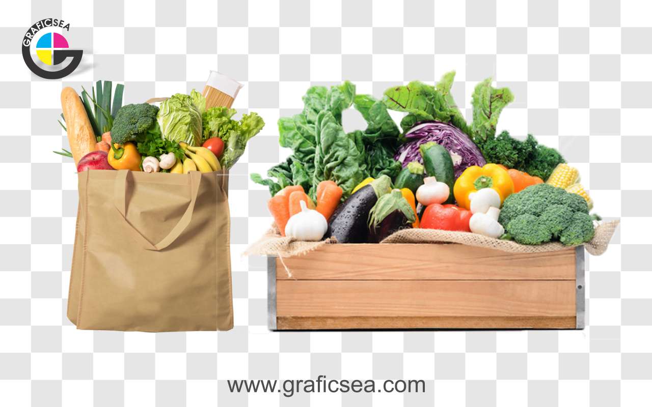 Vegetable and Fruits Shopping Bags PNG Images