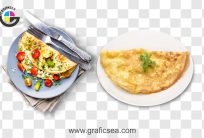 Egg Omelette with Folk and Knife Plate PNG