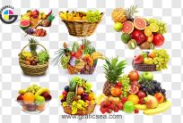 Fresh Farm Fruits Baskets PNG Images Pack