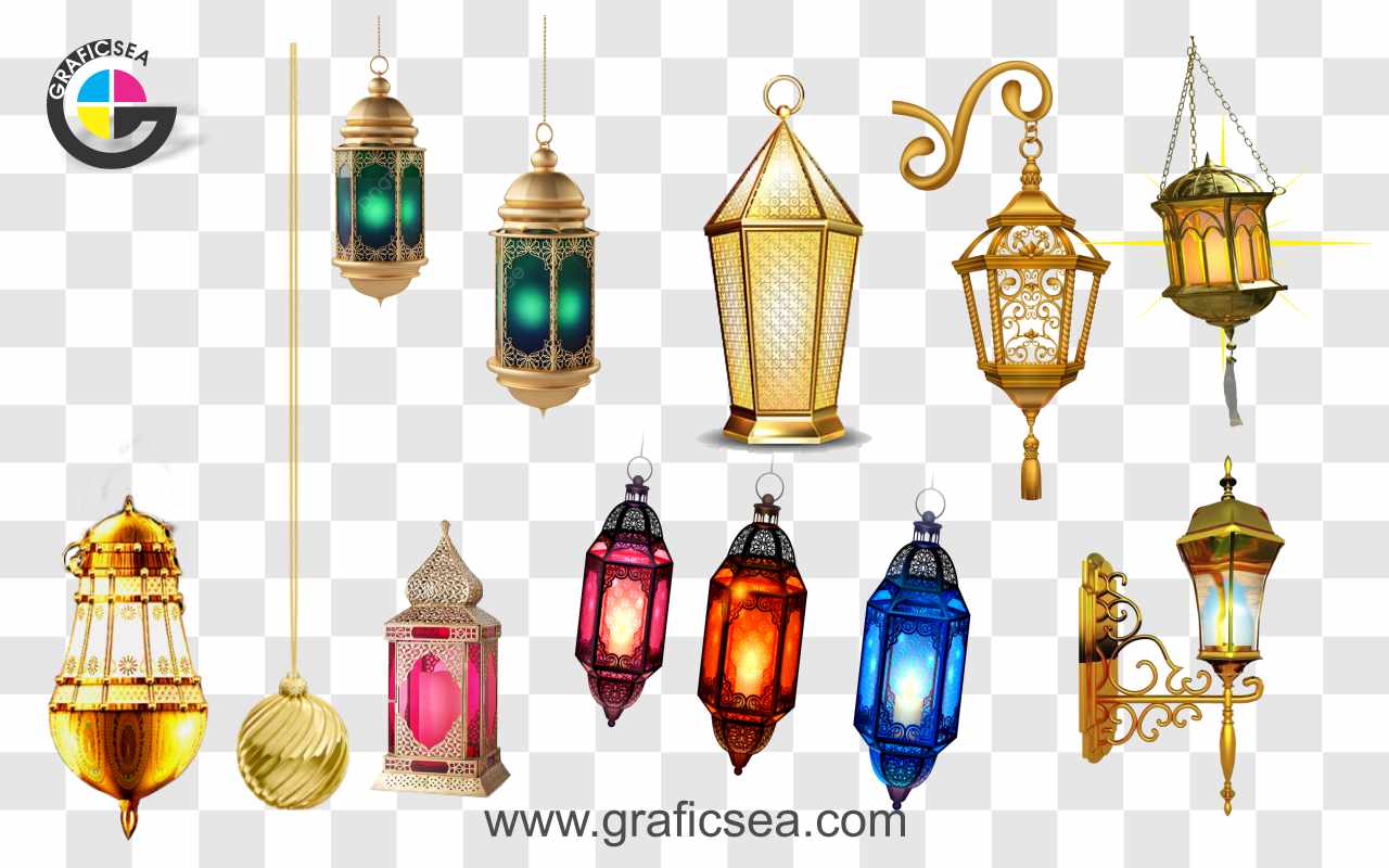 Golden Style Ramadan Light Lump PNG Images