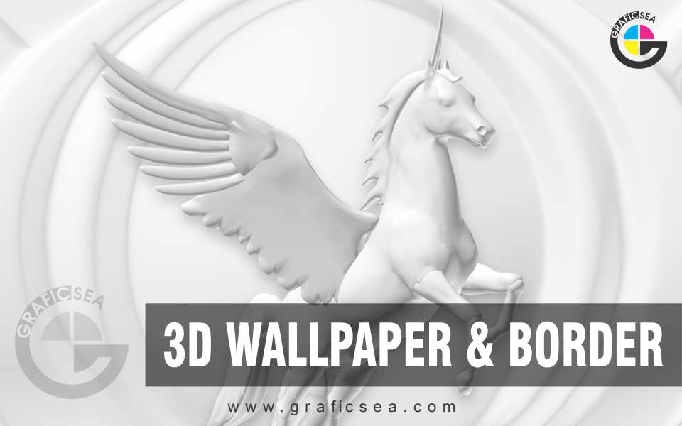 Flying Horse White Embossed Hall Wall 3D