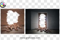 Bricks Wall Broken Door Wallpaper PNG Image