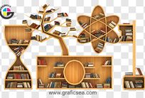 Creative Wooden Bookshelfs Designs PNG Image